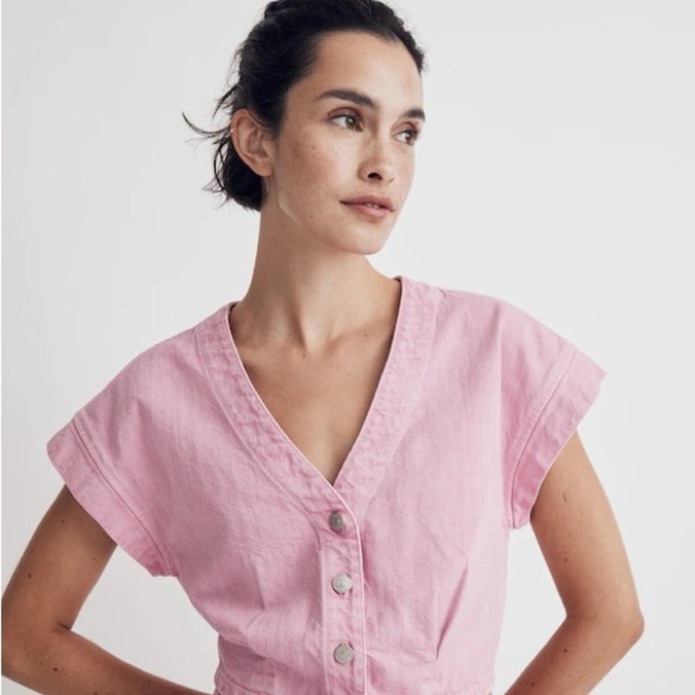Madewell Pink V-Neck Crop Top